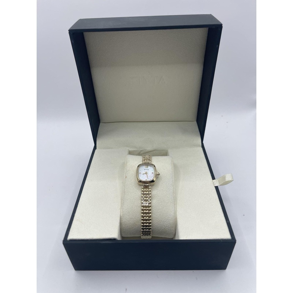 FIYTA Women's Gold Tone Quartz Watch –‎ Mother of Pearl Dial Elegant Dress Watch